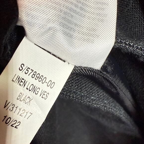 Banana Republic Palma Linen Long Vest Black V Neck Double Breasted W1948 Sz 4P - Picture 6 of 8